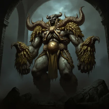 first person pov, 3D01S, simple background atmospheric and powerful dark fantasy, natural organic and first person pov of a
A towering Golem, crafted from ancient stone and animated by arcane magic, stands as an imposing figure of power. Its body is made of jagged, weathered stone, with cracks glowing faintly from the magical energy flowing through it. Veins of moss and dirt cover parts of its massive form, giving it an ancient, earthy appearance. The golem's muscular arms and legs add to its brutish stature, each step heavy and deliberate, shaking the ground beneath.
Its face is featureless except for glowing hollow eye sockets. Armor-like stone plates cover its body, with bronze or gold accents hinting at its regal, ancient origin. Growing from its back are small, twisted statues or faces, remnants of cursed spirits or multi-consciousness trapped within.
The golem's fists are enormous, capable of crushing anything in their path, sometimes wielding a sharp, curved obsidian blade. A glowing symbol on its forehead or chest signifies the source of its life, tied to an ancient deity or magic. Its slow but powerful movements radiate unstoppable force, making it an awe-inspiring, dangerous guardian of sacred grounds.
UHD letterboxed game trailer frame chromatic aberration dark atmosphere sharp masterpiece with a focus on the character, elden ring style, dark atmosphere, chromatic aberration