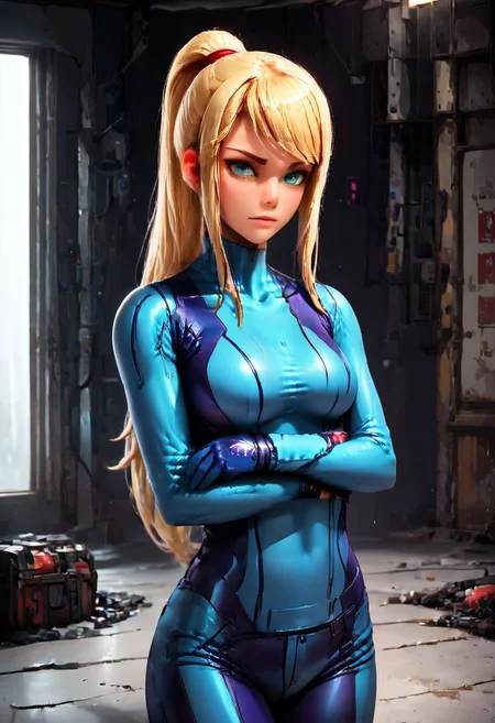 1 girl, detailed, 1girl, Samus, Zero suit, jeans, sweater, evi@decrepPunk, Hand, detailed, perfect, perfection, hands, 4ng3l face,