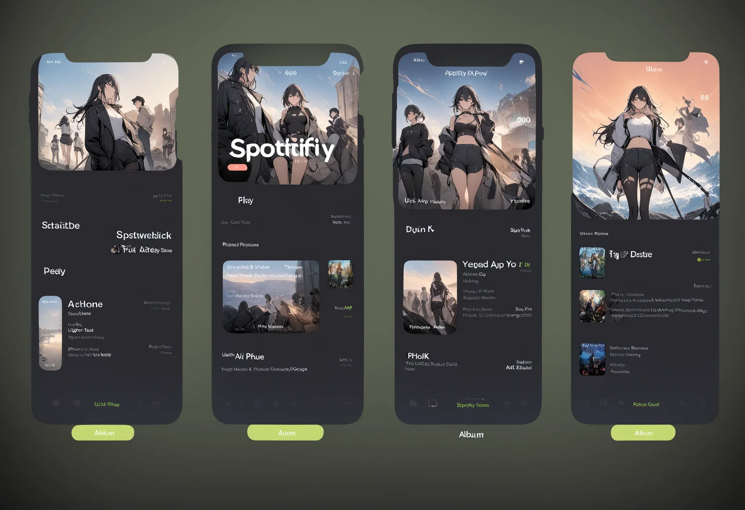 <lora:UiUX-SDXL:1>  Iphone spotify app, ui-ux, album cover, iphone, masterpiece, best quality,