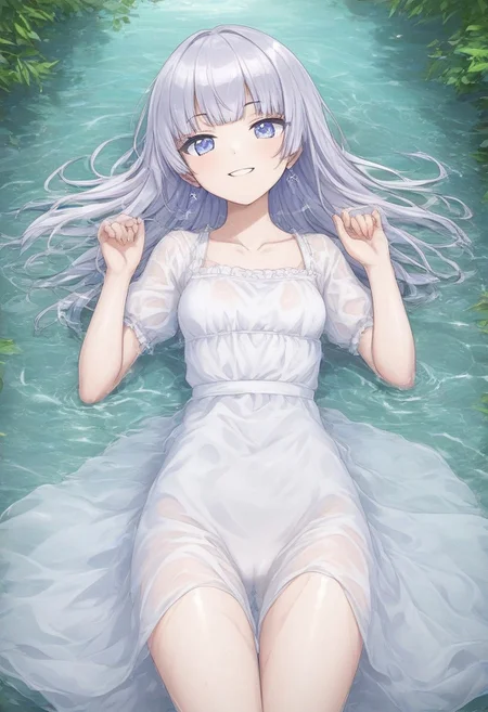 looking at viewer,detailed background,Cinematic Lighting,film grain,score_9,score_8_up,score_7_up,masterpiece,best quality,highly detailed, colorful background, intricate details, intricate background
,glowing,<lora:hand 4:1>,hand person,perfect hands,<lora:Expressive_H:0.8>,Expressiveh,<lora:th3rm4lXLP:0.4>,th3rm4l,colorful, silver hair, light blue eyes,
Cuteness overload,1girl. native, girl,young face,kinky,adorable,petite,small size, thin,18 years old,cutest girl in the world. posing,sexy pose ,small perky breasts,volumetric light,photo-realistic,cowboy shot halfbody portrait,sexy body,((dynamic pose)),sexy thighs,cameltoe,,easynegative,Expressiveh,g0thicPXL,glowing,neon, long gold earrings, river, under a waterfall, waterfall, wet clothes, dripping, wet, long wet white dress, smile, sun, lying in he water, on back trees, forest,from above