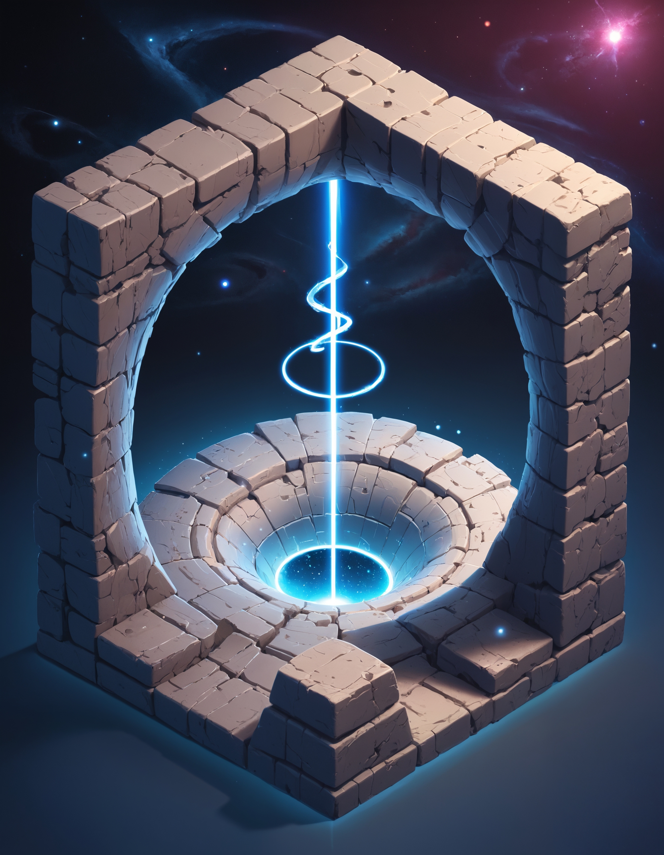 a wormhole portal in space, isometric, zavy-ctsmtrc, art,