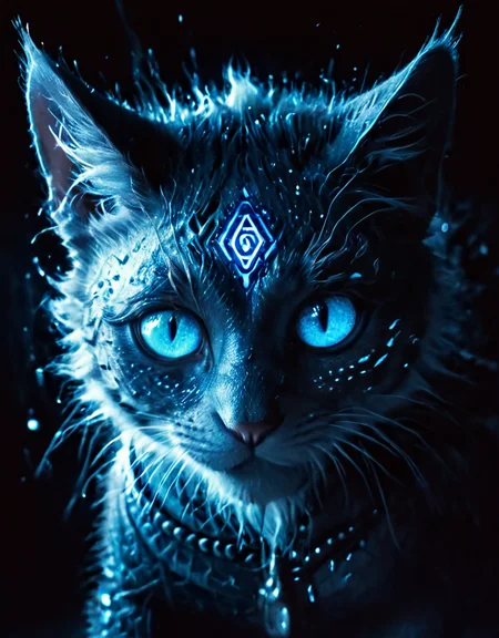<lora:Space_Worlds_02_Dark_xlv1:1> sw02d_xl,  male ninja cat face in black, white and blue, light-focused, diffusion drawing, art, dragon,