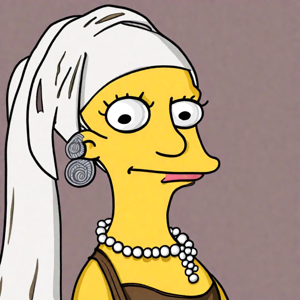 The girl with a pearl earring Simpstyle <lora:SDXL-Simpstyle-Lora-v2-r16:0.8>