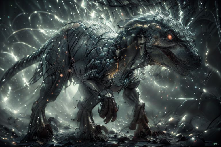(masterpiece, best quality, highres:1.2), (photorealistic:1.2), (intricate and beautiful:1.2), (detailed light:1.2), (colorful, dynamic angle), RAW photo, full body shot, cinematic photography,glowing, lightning, solo, velociraptor, glowing eyes, ancient temple,
<lora:Dianhuun218 (11):0.6>,, (highres textures), dynamic pose, bokeh, soft light passing through hair, (abstract background:1.3), (sharp), exposure blend, bokeh, (hdr:1.4), high contrast, (cinematic), (muted colors, dim colors, soothing tones:1.3), morbid