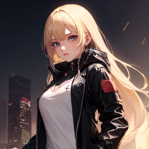 cyber punk, 1girl, solo, white eyes, golden hair