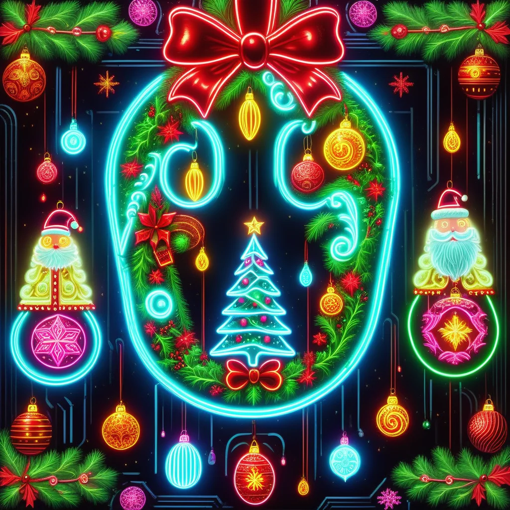 hyper detailed masterpiece, dynamic realistic digital art, awesome quality, DonMN30nChr1stGh0stsXL neon scandinavian christmas art, victorian era, deviled eggs, uplifting and spirited,peaceful and serene,cheerful and lively, industrial lighting, making and enjoying holiday treats <lora:DonMN30nChr1stGh0stsXL-000009:1>