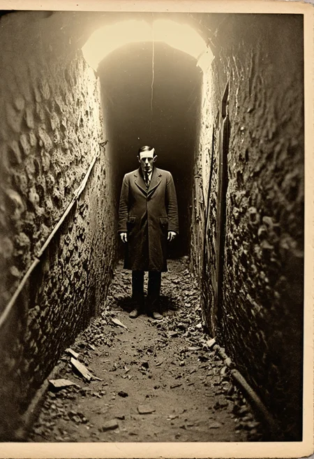 antique photo, eerie atmosphere, creepy, descent into madness, lovecraft horror,<lora:Antique_Photo:1>