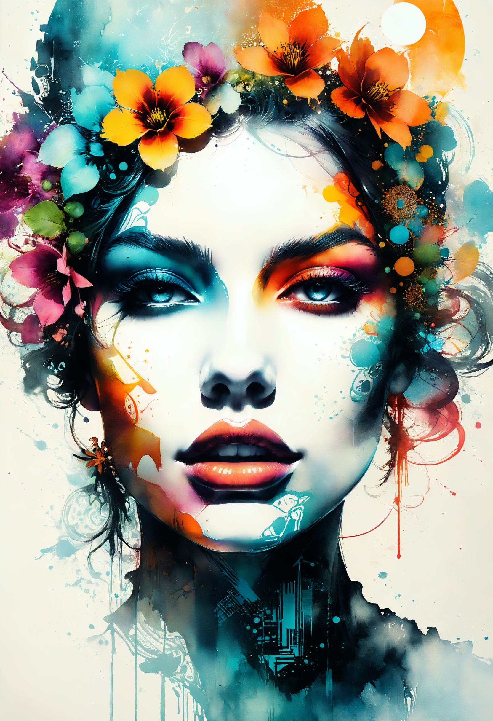 Faded Headshot, faded bottom, faded edges,
(1girl face),  close-up, 
mysterious silhouette flower woman,by Minjae Lee, Carne Griffiths, Emily Kell, Geoffroy Thoorens, Aaron Horkey, Jordan Grimmer, Greg Rutkowski, amazing depth, masterwork, surreal, geometric patterns, intricately detailed, bokeh, perfect balanced, deep fine borders
masterpiece, surrealistic, digital art, Retrofuturism painting art style, nostalgic composition, combines retro aesthetics with futuristic elements,
Technical drawing art style, precise and detailed, emphasizes accuracy and clarity, communicates complex ideas visually, geometrical pattern, triangles and magical circle, circles and squares, lines and zigzags,   character concept art, patterned background,
by Carne Griffiths, watercolor painting by Shohei Otomo, art by Hokusai, rule 63,
Aerosol paint art style, spray painted, vibrant colors, surrealistic painting, grotesque, seamless blending, dynamic compositions, bold contrasts, urban aesthetic, professional-grade results
<lora:xl_more_art-full_v1:0.8> <lora:add-detail-xl:0.8>
<lora:FadedHeadshot:0.9>