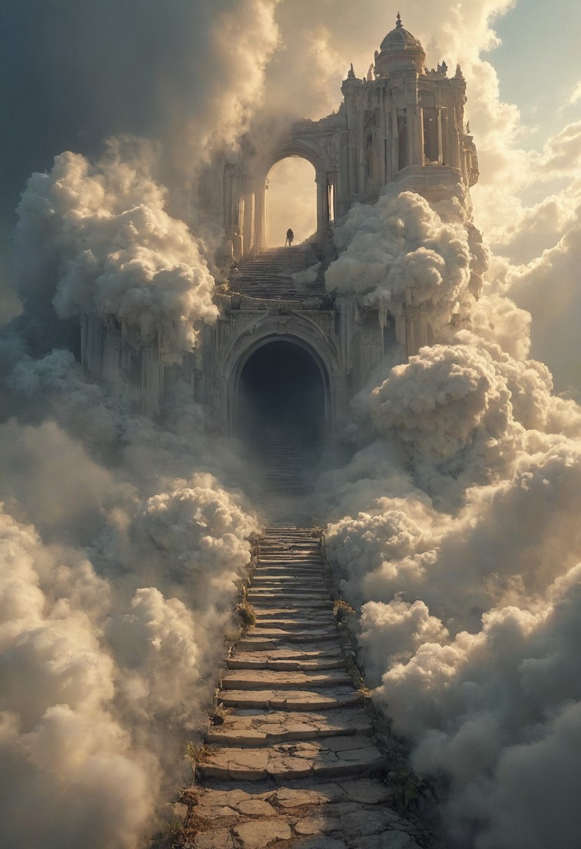 A surreal depiction of the quest for equality, represented by a vast, ((endless staircase winding through the clouds)), with diverse people climbing together toward a shining, elusive doorway at the top. The scene blends elements of fantasy and reality, with barriers along the path symbolizing various social obstacles. The mood is hopeful yet challenging, with ethereal lighting and symbolic motifs scattered throughout.
OverallDetailXL <lora:SDXLFaeTastic2400:0.4> <lora:DetailMaximizer:0.55> detailmaximizer  <lora:Flux-style-xl-lora:0.7> flux-style