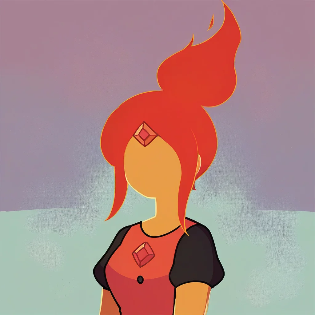 score_9, score_8_up, score_7_up, <lora:pr1nc3ssfl4m3:1> pr1nc3ssfl4m3,1girl,princess flame,adventure time, looking at viewer,fire hair, portrait <lora:PonyMinimalStyle:1> minimalstyle, (faceless female:1.2), (faceless:1.6), short hair,hair up