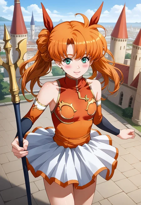 masterpiece,best quality,very aesthetic,absurdres,fantasy,solo,1girl,
<lora:tiaris_v1:1>,tiaris,t_clothes,aqua eyes,orange hair,white mini skirt,light_blush,smile,<lora:Fixhands_anime_bdsqlsz_V1:1>,
looking_at_viewer,standing,castle,city,holding,holding_staff,relieve magic,dynamic_angle,posing,, masterpiece,best quality, very aesthetic, absurdres, ultra detailed, high resolution, 4k, extremely detailed CG,