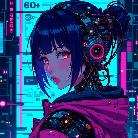 anime artwork cyberpunk, anime, Cyber Punk cyborg hacker woman portrait, highly detailed Mayhem style , background bizarre techno ghetto transmission, style minimalist, conceptual art posing Japanese, conceptual, 2d render, illustration, cinematic, photo epic action, cinematic, award winning artwork, many details, patterned illumination, bad VHS tape image artifacts
...   <lora:ck-nc-pastel-cyberpunk:0.7> A digital artwork in the style of cknc, . anime style, key visual, vibrant, studio anime,  highly detailed