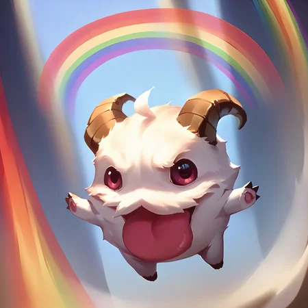 score_9, score_8_up, score_7_up, score_6_up, p0r0, no humans, animal focus, horns, <lora:Poro_v1:0.9>, full body, looking at viewer, animal, chibi, <lora:ImaginationSpongebobMeme_pdxl_Incrs_v1:1.1>, rainbow, outstretched arms, arms up
