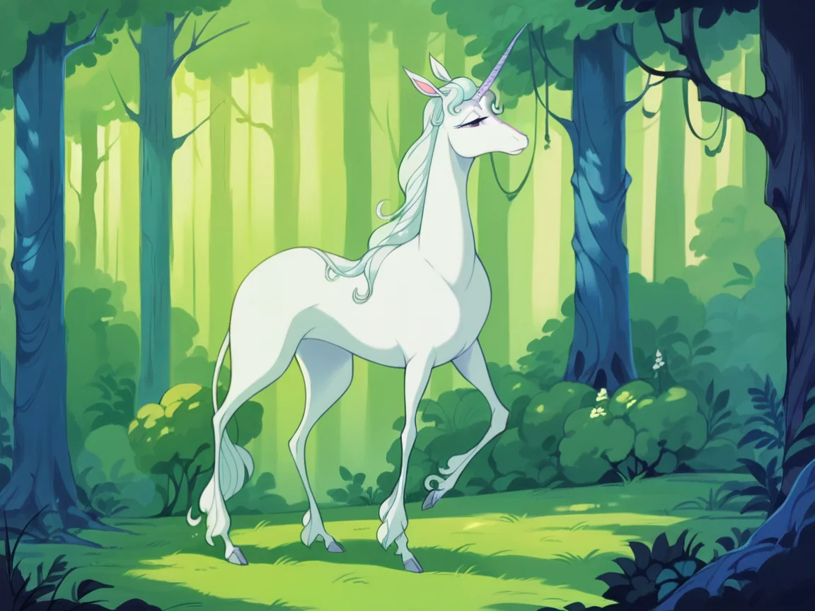score_9, score_8_up, score_7_up, score_6_up, score_5_up, <lora:TLUXLP:1> tlu, no humans, unicorn, forest