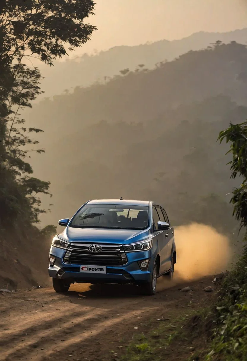 Toyota Innova, morning dawn, hill climb