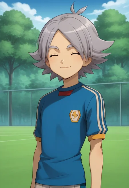 score_9, score_8_up, score_7_up, source_anime, highly detailed, 1boy, solo, male_focus, skinny, slender,
fubuki2, 1boy, male focus, closed eyes, soccer uniform, sportswear, tree, smile,
raimon soccer uniform, raimon, grey hair,