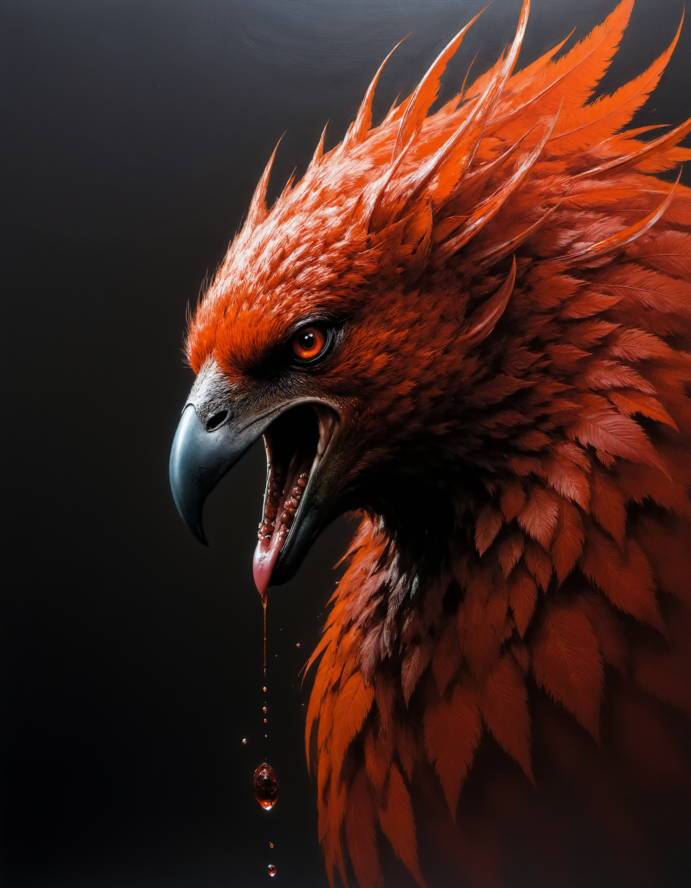 hyper detailed masterful traditional oil painting of a fierce phoenix, in the style of Game of Thrones, in the Style of Lord of the Rings, dark shadows, shadow play, highly artistic, highly painterly, harmonic colors, expressive, ultimate aesthetic level, visible brushstrokes, masterclass artistry, atmospheric haze, limited palette, extremely dark, extremely low key, highly dramatic lighting,  perfect composition, highly dynamic full panoramic shot
<lora:artisketchyfs-v02:1>
