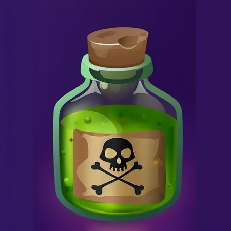 <lora:Game Icon InstituteXL1:1>,(masterpiece, top quality, best quality, official art, beautiful and aesthetic:1.2),(8k, best quality, masterpiece:1.2),a bottle with a skull and crossbones on it and a label on the bottle says, green, simple_background, no_humans, bottle, purple_background, skull, jar