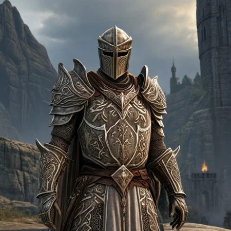 a daedrick knight from The Elder Scrolls stands in the middle of the frame, high detail, daedra, the elder scrolls,