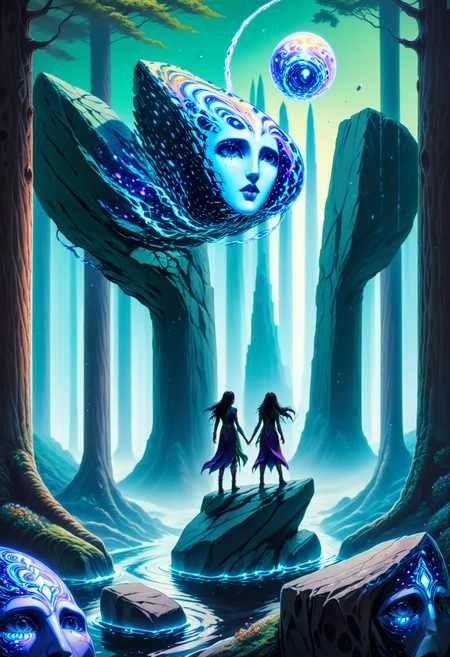 ethereal fantasy concept art of landscape, ((Formidable Granite Boulder)) ancient ritual site, glowing with intense colors, altar breaking into ethereal shards, aura of mysticism, vibrant hues of emerald and sapphire, atmosphere charged with anticipation, digital artistry, detailed shadows and highlights
<lora:Style_ThatSpecialFace:1.3> . magnificent, celestial, ethereal, painterly, epic, majestic, magical, fantasy art, cover art, dreamy