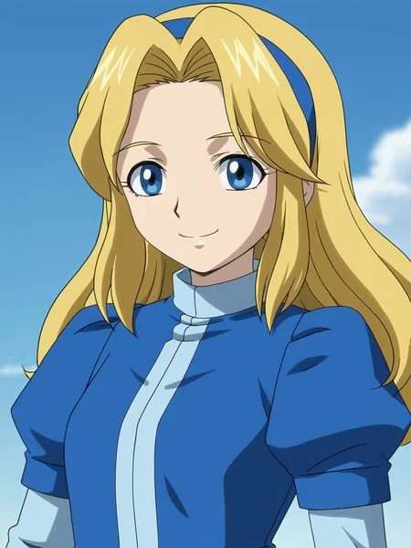 <lora:Maria Robotnik (SxSG):0.9> sxsgdbmaria, blonde hair, source_anime, smile