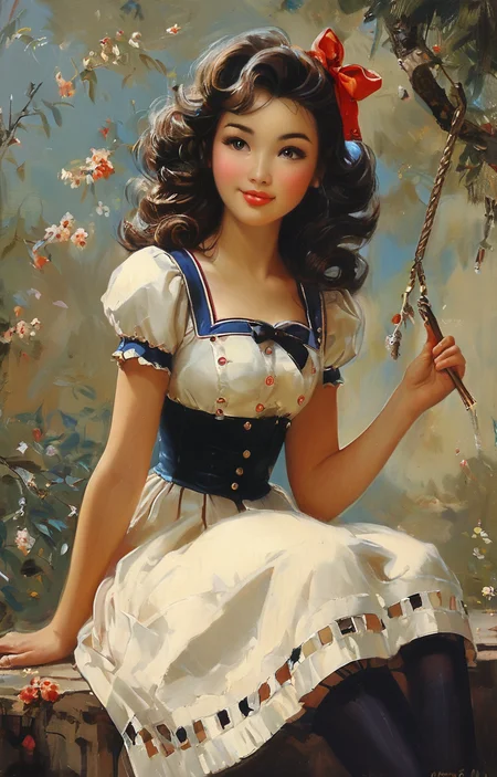 masterpiece,best quality,<lora:tbh149-sdxl:0.9>,style of Gil Elvgren, portrait of idolmaster cinderella girls,