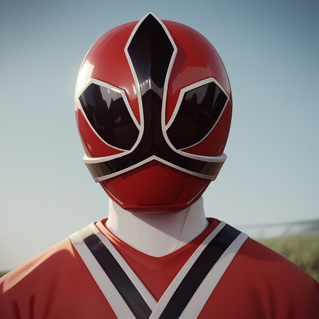 score_9_up, score_8_up, BREAK, RedRangerSamurai, 1boy, solo, helmet, red bodysuit, white stripes, upper body,  <lora:RedRanger_SamuraiRangers_PXL_Leaf1:0.8>, front view,