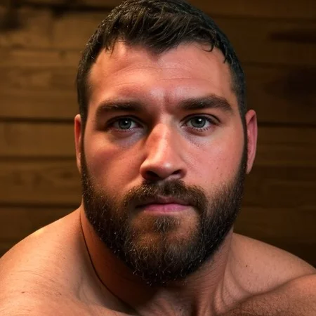 instagram photo, portrait photo of musclebearcoffee, perfect face, natural skin, film grain, skin imperfections, face close-up, realistic photography, hazel eyes, beard, realistic, masterpiece, intricate details, detailed background, depth of field, dynamic pose