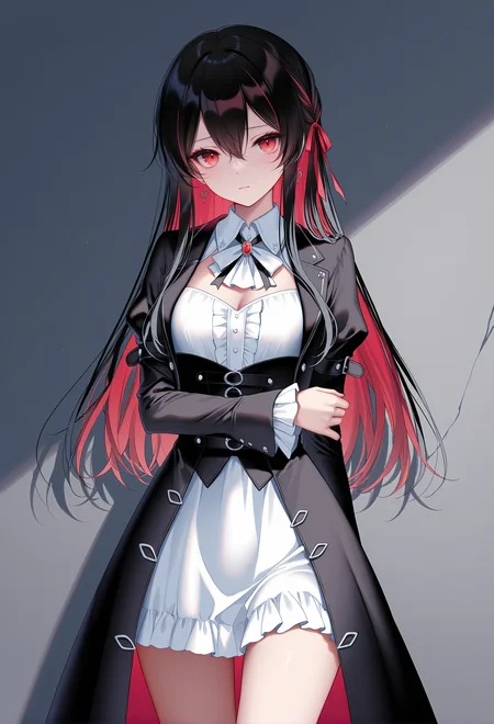 masterpiece, best quality, newest, absurdres, highres,(bison cangshu: 0.6),(hiten \(hitenkei\):0.4),(rimuu:0.5),(mignon:0.5),(sheya:0.6),cowboy shot,
ren(def), 1girl, long hair, black hair, multicolored hair, red eyes, hair between eyes, red hair, colored inner hair,
after rape, <lora:ren(witch)XLNAI:1>