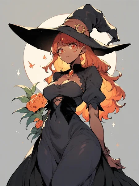 score_9, score_8_up, score_7_up, score_6_up, score_5_up, <lora:DemizuPosukaXLP:0.7> demizuposuka, 1girl, curvy, dress, cute, solo, portrait, witch