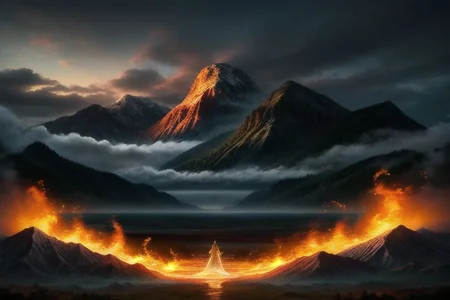 masterpiece, highly detailed, cinematic, medium shot, three-quarter perspective, depth of field, highly detailed face and body, intricate detail, cinematic shot, award-winning photography, 8K, UHD, HDR. JuggernautNegative,beautiful face and perfect eyes, Close-up face, happy, mysterious 
An image depicting the four earthly elements - fire, water, earth and air - intertwined in a harmonious whole, depicted with symbolic figures:
Fire: A fiery phoenix stretched in the sky, with brightly burning feathers, symbolizing rebirth, transformation and spiritual power.
Water: The mighty Neptune rising from the waves of the sea, holding a trident, symbolizing fertility, emotions and the depth of the subconscious.
Earth: A gigantic stone giant, firmly planted on the ground, with a wise face and penetrating eyes, symbolizing stability, strength and connection with nature.
Air: An ethereal angel soaring among the clouds, wings outstretched, symbolizing freedom, inspiration, and a spiritual connection with the higher.
composition:
The four figures are arranged in a dynamic composition,
Colors and light should be used to emphasize contrast and dynamics between elements.
Additional details:
You can add landscape elements such as mountains, forests, rivers or clouds to enrich the image.
 to use symbols to represent more abstract ideas such as balance, the cycle of life or unity.
style fantastic, realistic.