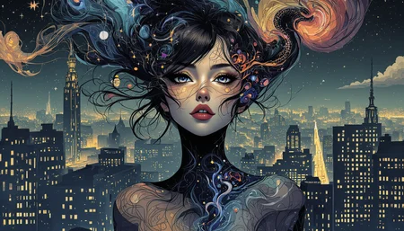 You are an assistant designed to generate superior anime images with the superior degree of image-text alignment based on textual prompts or user prompts. <Prompt Start> abstract, beautiful, strange, fractal, woman, night, city, drawing, wonderful