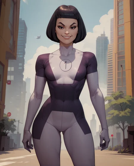 score_9,score_8_up,score_7_up,score_6_up,
katexl,short hair,bob cut,black eyes,
skin tight,bodysuit,looking at viewer,
standing,  
smug,
cityscape, 
<lora:DKate:0.9>,