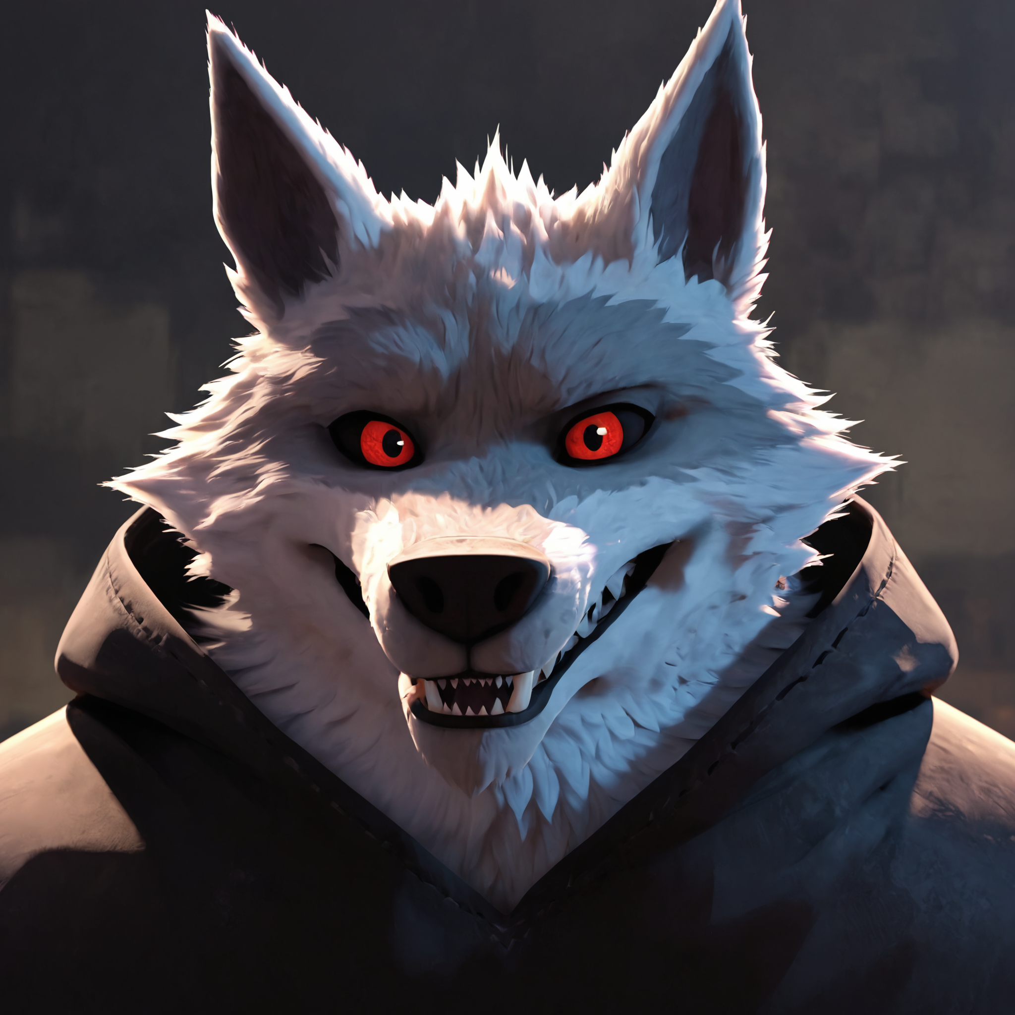 <lora:DreamWorks_Furry_Mix:0.7>, score_9, score_8_up, score_7_up, score_6_up, BREAK
source_furry, DeathWolf, 1boy, black cape, close up on face, (front view:1.2), looking at viewer, perfect face