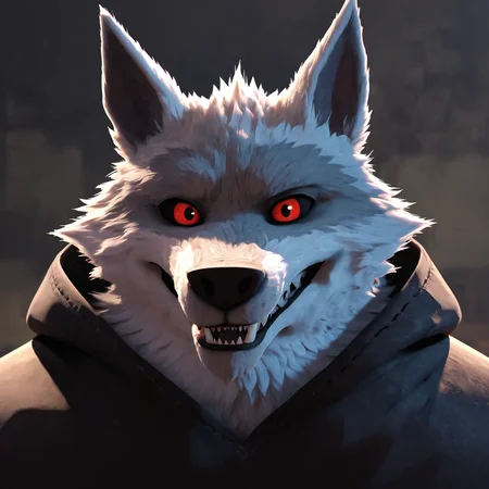 <lora:DreamWorks_Furry_Mix:0.7>, score_9, score_8_up, score_7_up, score_6_up, BREAK
source_furry, DeathWolf, 1boy, black cape, close up on face, (front view:1.2), looking at viewer, perfect face