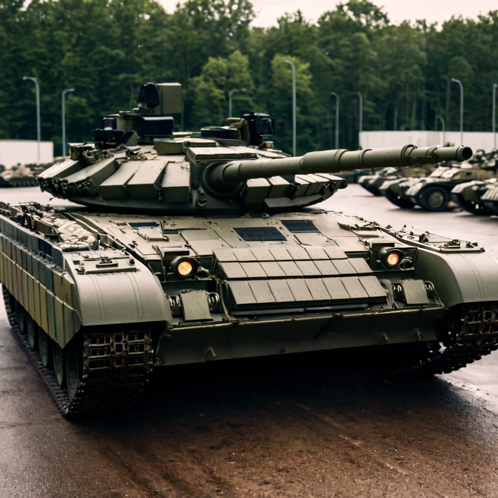 cinematic film still of  <lora:skin tone style:1> skin tone style
 <lora:detailed_notrigger:0.2>
 <lora:perfection style:0.3>
 <lora:detailed:0.1>
 <lora:Reactive armour style:1> Reactive Armour  style
a large army tank is on display in a parking lot
with Reactive armor style, shallow depth of field, vignette, highly detailed, high budget, bokeh, cinemascope, moody, epic, gorgeous, film grain, grainy