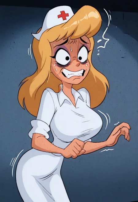 masterpiece, best quality, amazing quality, absurdres,(((((white background))))), (((hellonurse))), (((angry))), (((offending:2))),((((straining:1.5)))),(confused:1.5), ((((deep neckline)))),((((((extremely embarrassing))))),((((extremely rabiding)))),((((((raging)))))),(surprised:3), (smirk:2),(clenching teeth:1.5),(EXCITED:2),(nervous:4),(((((((envying:1.5))))))),(mad:1.5),(grin:1.5),((((twisting)))),((((((extremely malicing)))))),blonde hair, teal eyes, (((1girl))), alone, (big breasts:1.5),((((slim body))))),eyeshadow, twerking,((((tight dress)))), ((((white nurse dress)))), Heloise Nerz, hellonurse, dirty, detailed body, detailed face, highly detailed body, highly detailed face, dynamic pose, posing, ((((((angsty))))), (((((furious)))))), (((((submissive)))))), 1girl, dirty messed burnt blonde hair, wounds, hit herself, selfharm,terror,((((fear)))), wounds on face, wounds on body, extreme amount of wounds, wounds everywhere, (((((bags under eyes))))), bags under eyes, shiners, stupid, dumb, extremely stupid, extremely dumb, no brain, brain damage, stupid blonde, extremely stupid blonde, blue eyes, eye twitching, nervous eye twitching, extremely hard eye twitching, totally burnt hair, sexy, (horny:2),scared, in love, extremely dirty dress, hardly beaten fifty times, confused, humiliated face, depressed face, black eyes, extremely broken heart, wall eyes, shaggy hair,smashed mouth, crazy emotion, narrow waist