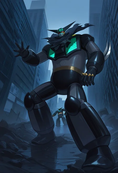 score_9, score_8_up, score_7_up, score_6_up, score_5_up, score_4_up, 4k quality, detailed, 1boy, solo, (black getter, super robot, mecha), best quality, masterpiece, outside of city
