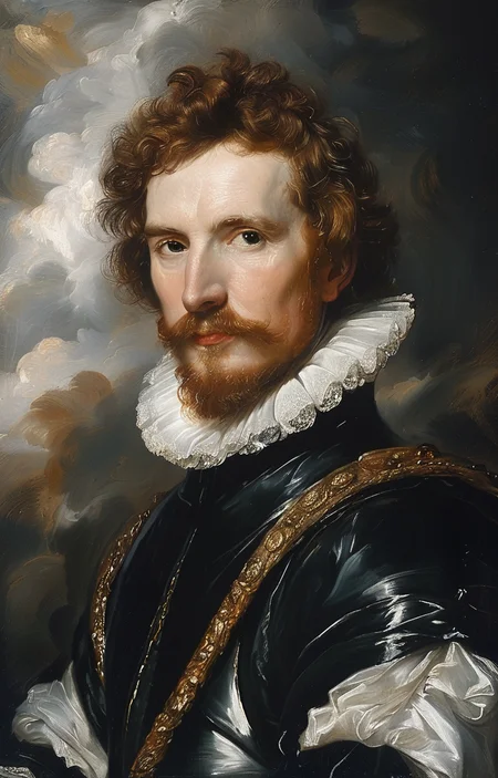 masterpiece,best quality,<lora:tbh218-sdxl:0.9>,illustration,style of Anthony van Dyck portrait of noble man