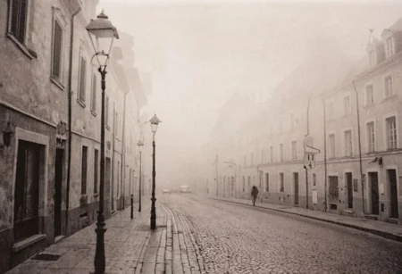lith_argenta_BH1W, instagram photo, a foggy street somewhere in europe, hard shadows, film grain