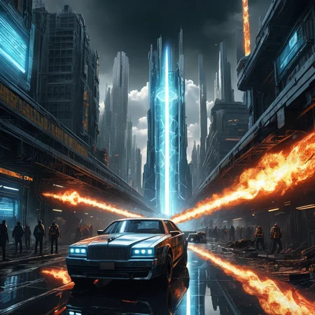 ((best quality)), ((masterpiece)), ((realistic,digital art)), (hyper detailed), Code 42 Abnormal Termination,Dystopian, Flare