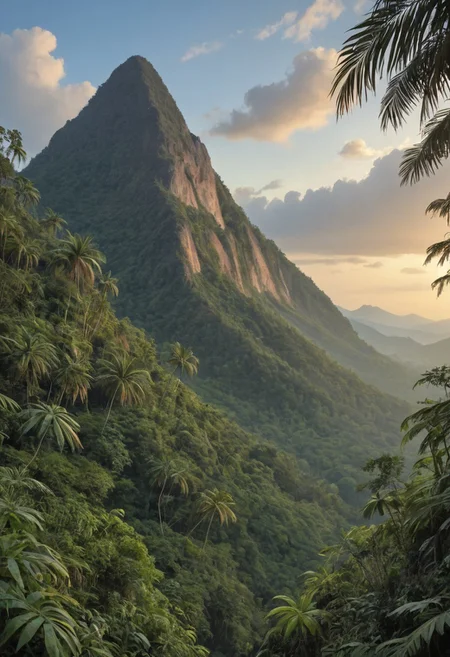 beautiful valley, jungle, mountains, beautiful sky