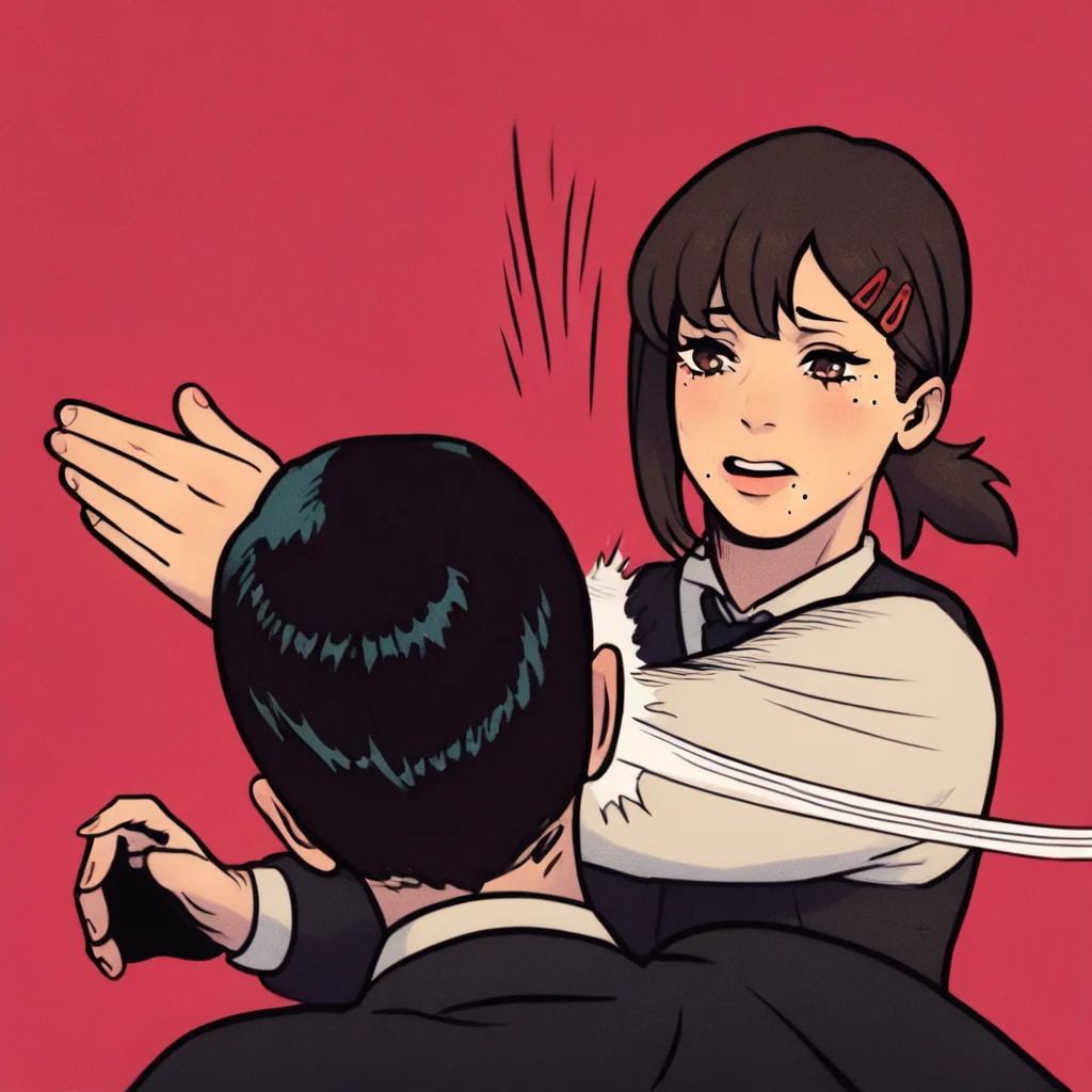 score_9, score_8_up, score_7_up, score_6_up, score_5_up, score_4_up, <lora:kobeni-higashiyama-ponyxl-lora-nochekaiser:1> , kobeni higashiyama, black hair, hair ornament, hairclip, mole, mole under eye, ponytail, short hair, brown eyes, <lora:batman_slap:1>, 2girls, slapping, slapping motion, motion lines, masterpiece, highres
