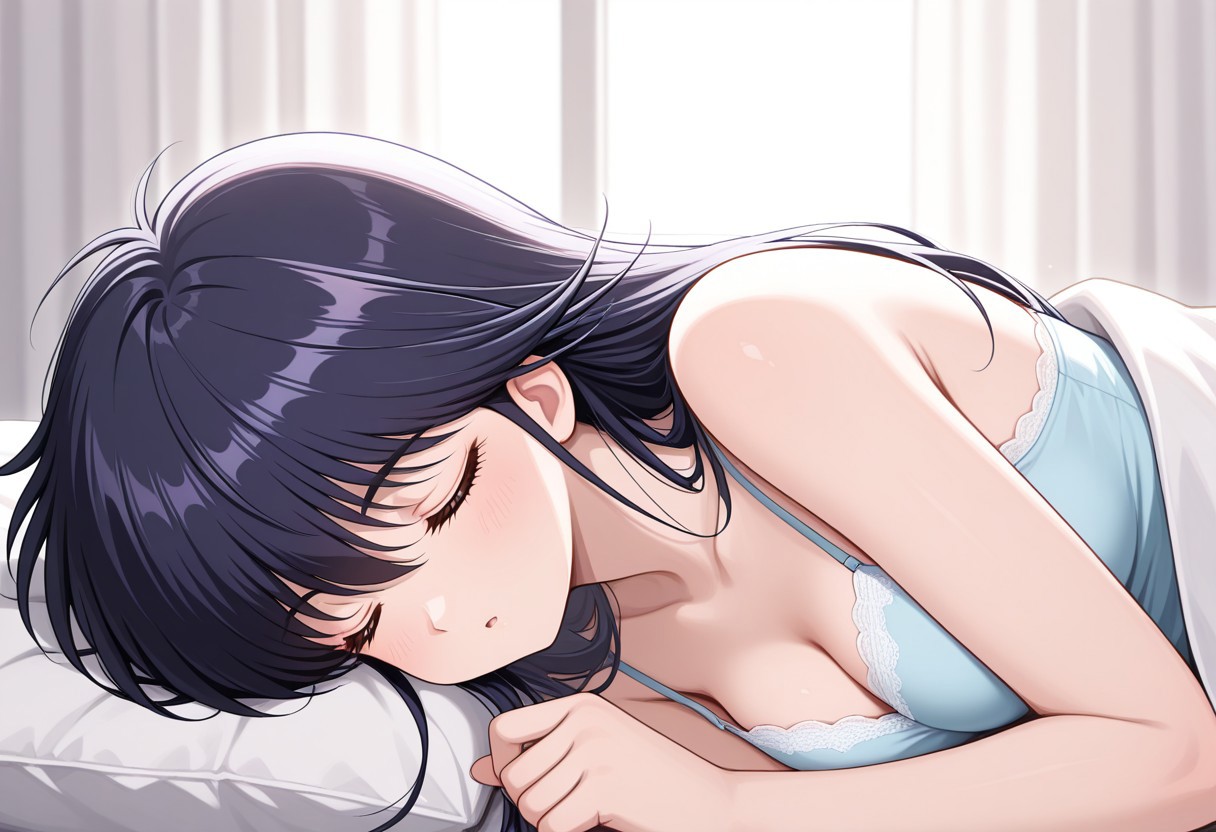 masterpiece, best quality, 32k, high resolution, absurdres,  ayukawa madoka, sleeping