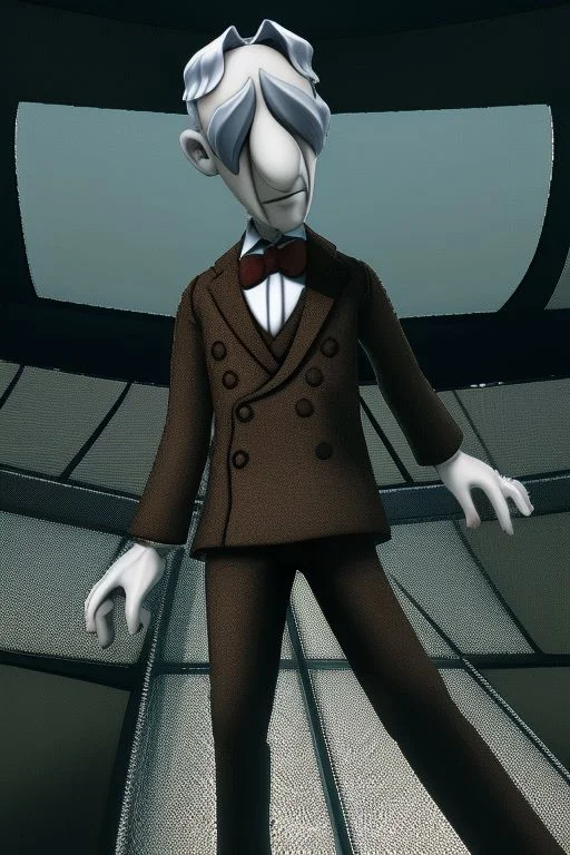 Tall, High quality, nonblurry, male focus, Ultra HD, HDR, 4K, hyperdetailed, smooth lighting, solo, (fully clothed, masterpiece, epic lighting, good shading, studio quality), (Professor Pickles, white hair, big nose, brown coat, brown suit, (, epic lighting, ), ((, best_quality, perfect, cinematic lighting, highest quality, intricate details, hdr, cinematic, intense,