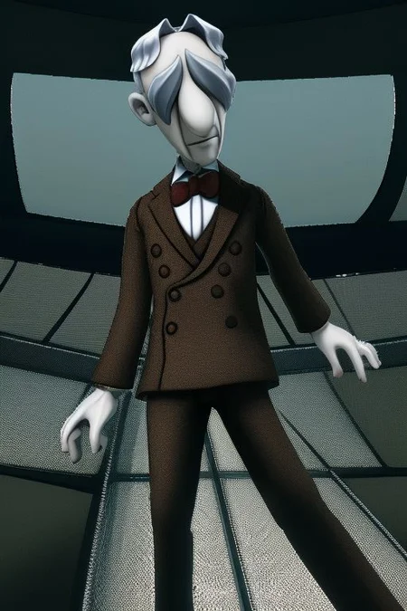 Tall, High quality, nonblurry, male focus, Ultra HD, HDR, 4K, hyperdetailed, smooth lighting, solo, (fully clothed, masterpiece, epic lighting, good shading, studio quality), (Professor Pickles, white hair, big nose, brown coat, brown suit, (, epic lighting, ), ((, best_quality, perfect, cinematic lighting, highest quality, intricate details, hdr, cinematic, intense,