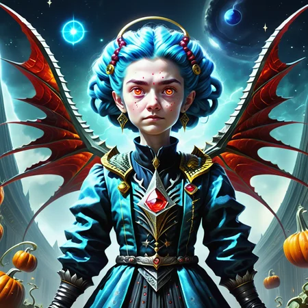 ((realistic,digital art)), (hyper detailed),h4l0w3n5l0w5tyl3DonML1gh7 female , Hundred years old, Angular, European, Ruby red eyes,         Office/work makeup , Denim Blue Fishtail braid hair, Insecurity, Using a magical compass to seek answers, orienting to magical energies, Celestial Wings Wizard, (Vertical lines,Speckled Pulsating,Fantastical,Veiled ,Plasma Lightning,Ellipsoid,Captivating,Magnetic Hoverpads and Walkways,Dragon Scale Roofing Rotation magic:1.0) Time Alteration , Concentrated stance, eyes closed, mentally focusing on the spell, Glowstone, <lora:h4l0w3n5l0w5tyl3DonML1gh7-v1.1-000008:1>