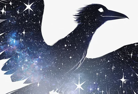 (anime), white background, crow, galaxy, (masterpiece), score_9
