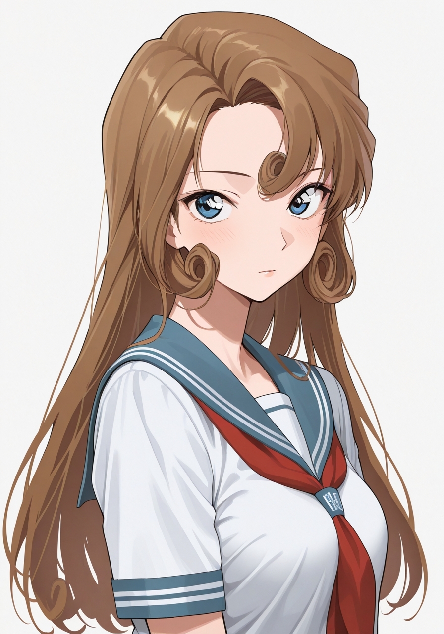 masterpiece, best quality, highres, simple background, looking at viewer, 
1girl, solo, kudo yukiko, blue eyes, serafuku, 
<lora:kudo_yukiko_il_v1:1>