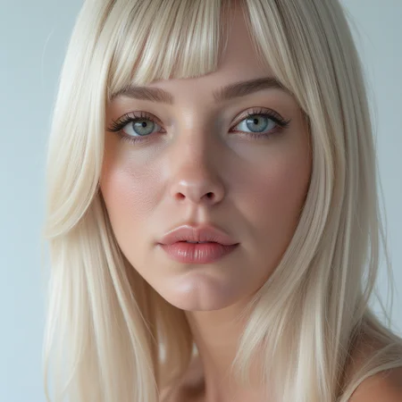 UHD, 4k, ultra detailed, cinematic, a photograph of <lora:skin texture style v5:0.9>
detailed photorealism style, hyperrealism art style, realistic textures, photorealistic style, Hyperrealism (visual arts), A cinematic skin texture style still image of a white woman with blonde hair and blue eyes, detailed skin pore, film still, still photography style, sharp style, detailed style, perfect style, perfection style, Kodak film skin tone style, fujifilm skin tone style, professional photography style, skin textured, skin texture style, 1girl, solo, long hair, looking at viewer, bangs, simple background, white background, closed mouth, white hair, blunt bangs, lips, grey eyes, portrait, realistic, blue eyes, blonde hair, purple eyes, eyelashes, close-up, grey background, red lips, epic, beautiful lighting, inpsiring